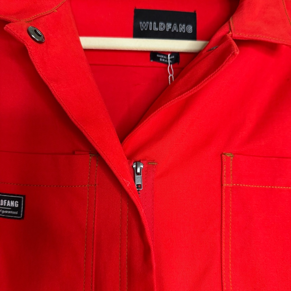 Wildfang The Essential Long Sleeve High Waisted Coverall Romper Red Small New - Picture 4 of 12